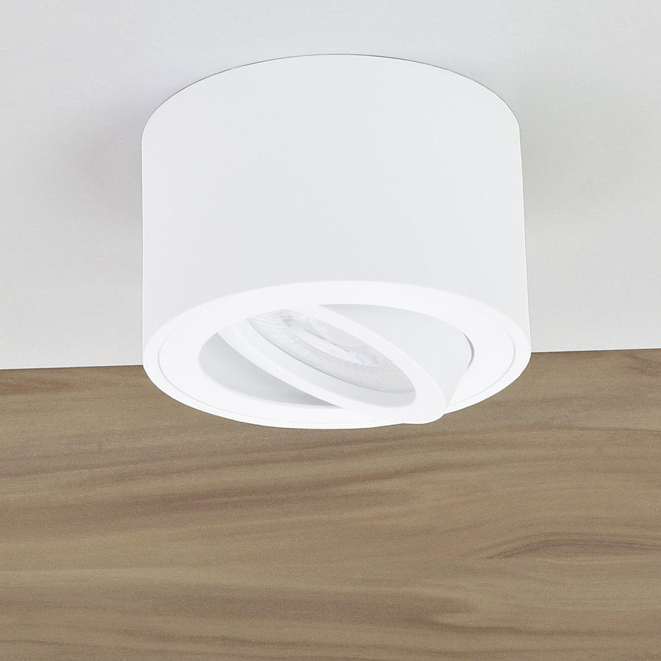 Aufbaustrahler aus Aluminium MILANO SMALL (Rund - Weiß-Matt) + LED Modul 5W oder 7W Extra-flach IP20 230V (F)