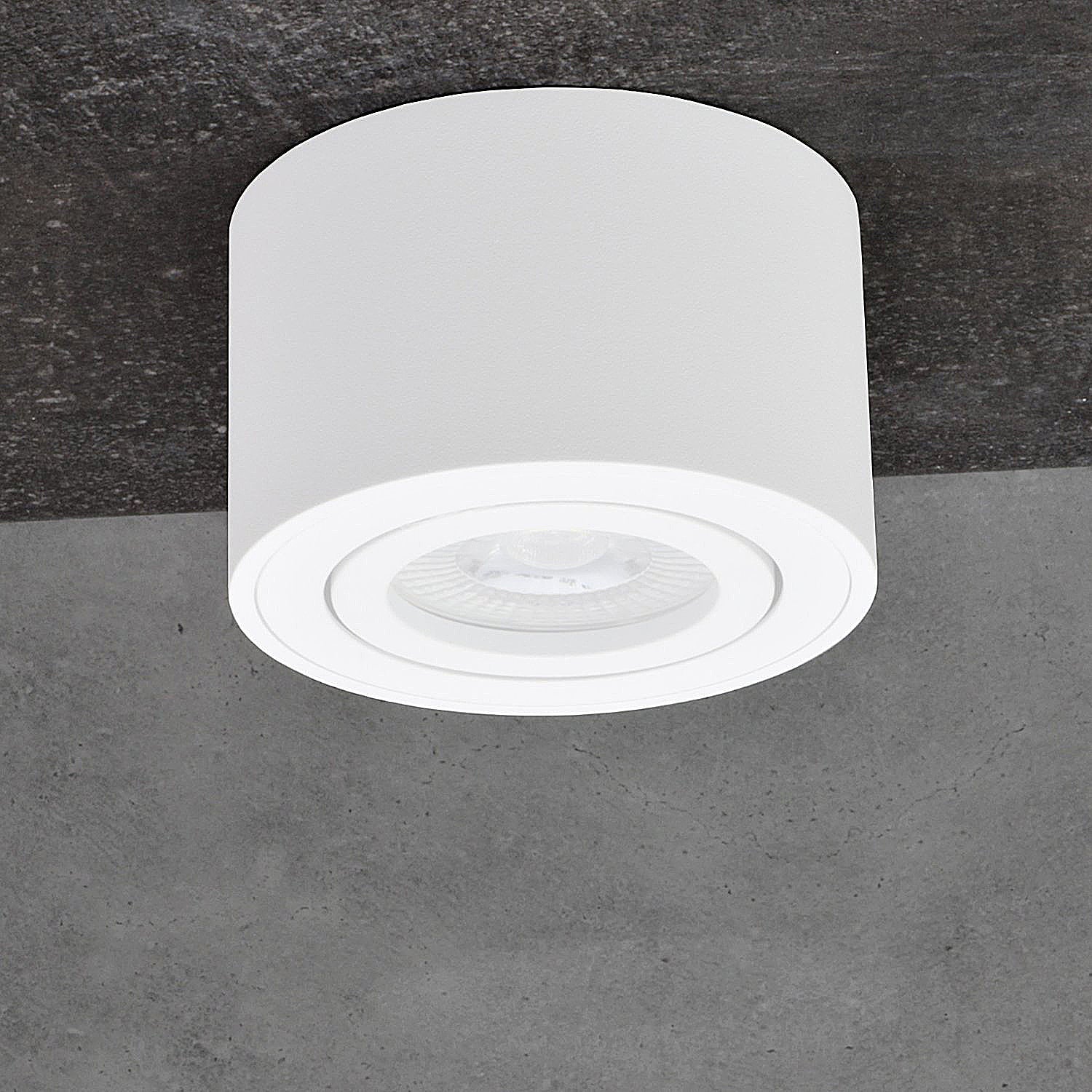 Spot en saillie aluminium MILANO SMALL (rond - blanc mat) + module LED 5W ou 6,5W extra-plat IP20 230V (F) 