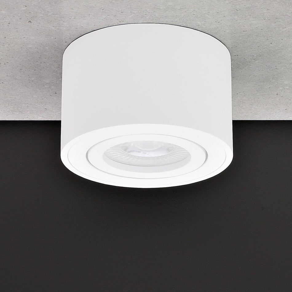 Aufbaustrahler aus Aluminium MILANO SMALL (Rund - Weiß-Matt) + LED Modul 5W oder 7W Extra-flach IP20 230V (F)