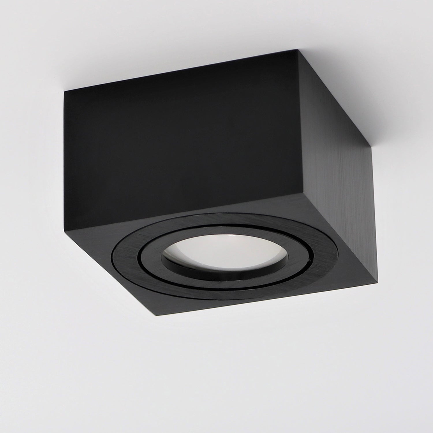 Surface-mounted spotlight made of aluminum MILANO SMALL (square - black matt) + LED module 5W or 6.5W extra-flat IP20 230V (F)