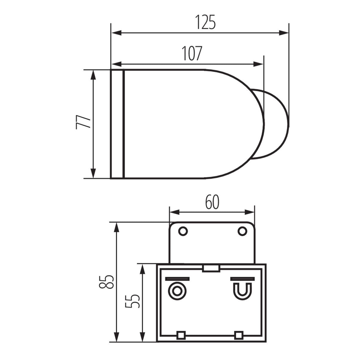 Détecteur de mouvement LED avec capteur PIR, max 12m, blanc/noir, 1200VA / IP44 / 230V