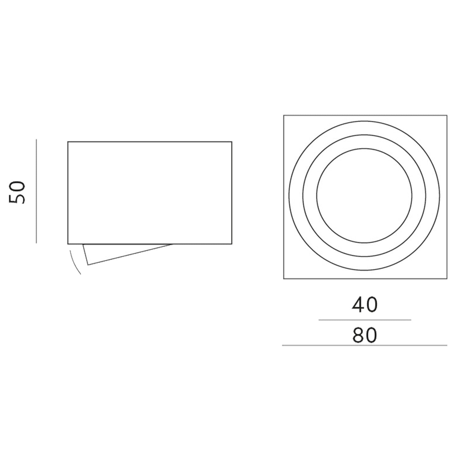 Surface-mounted spotlight made of aluminum MILANO SMALL (square - black matt) + LED module 5W or 6.5W extra-flat IP20 230V (F)