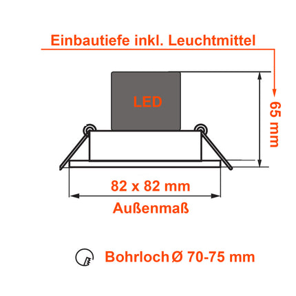 Einbaustrahler Cosmo | Eckig | Aluminium | Weiß Matt | 82x82mm | GU10 | 230V/12V