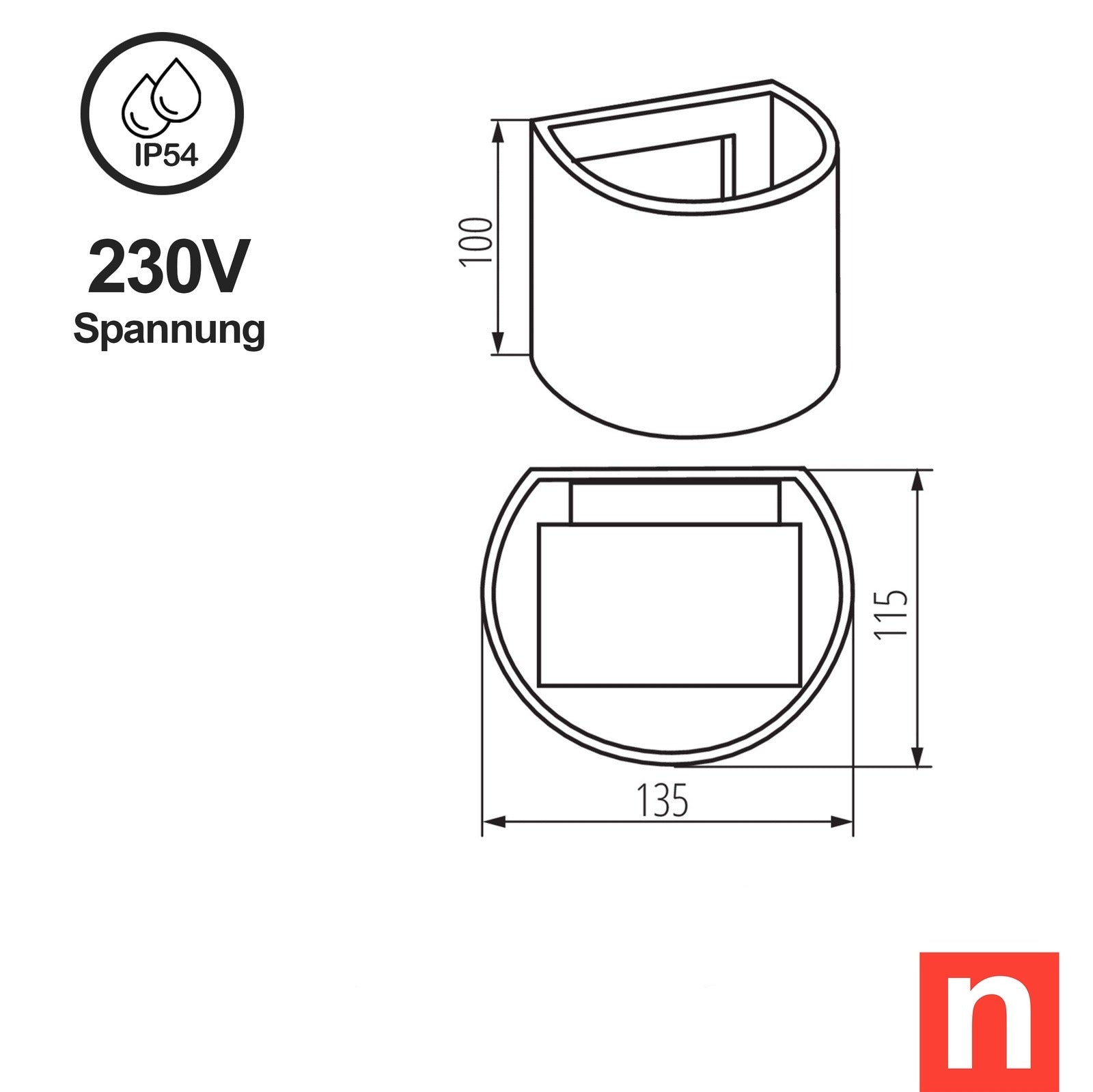 Außen Wandleuchte aus Aluminium, IP54 7W 230V