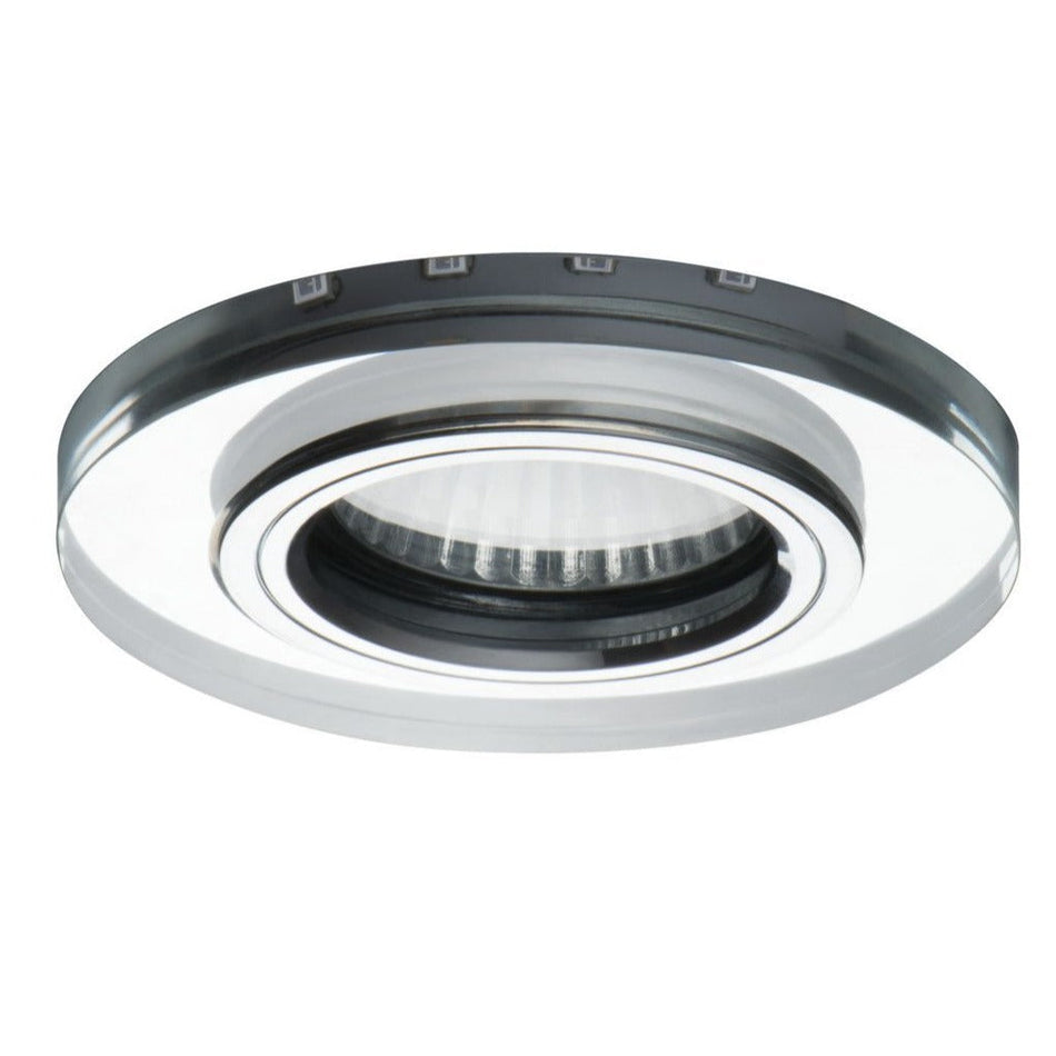 Einbaustrahler mit Randbeleuchtung Blau / Warmweiß / Kaltweiß  CRISTAL aus Glas Ø90mm IP20 3,6W GU10 230V | extra-flach | dimmbar