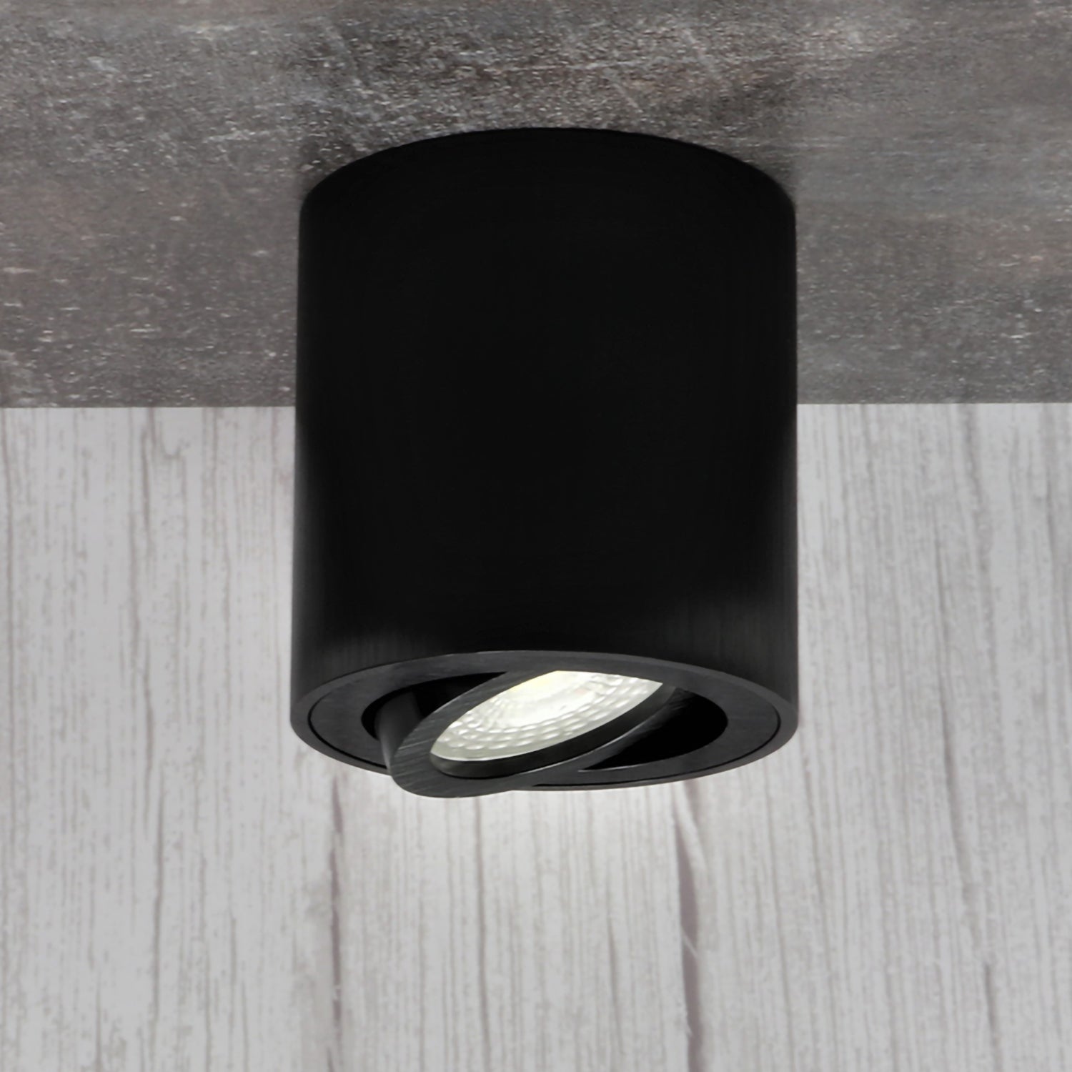 Aufbauleuchte DF-4051 Rund Alu-Schwarz-Gebürstet GU10 230V