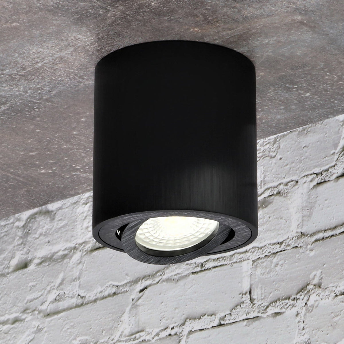 LED Aufbauleuchte 6.2W Dimmbar MILANO Rund Alu-Schwarz GU10 230V