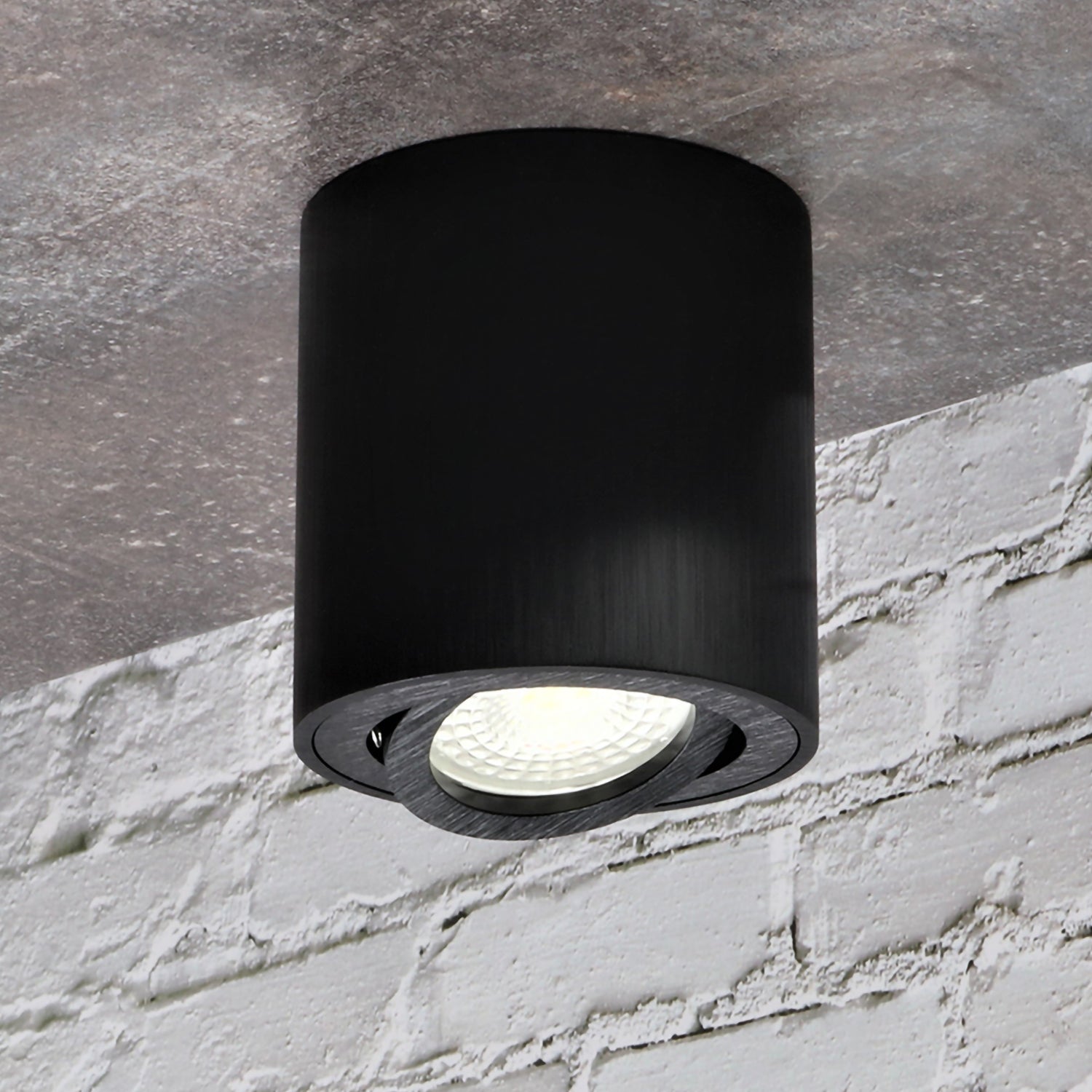 LED Aufbauleuchte 6.2W Dimmbar MILANO Rund Alu-Schwarz GU10 230V