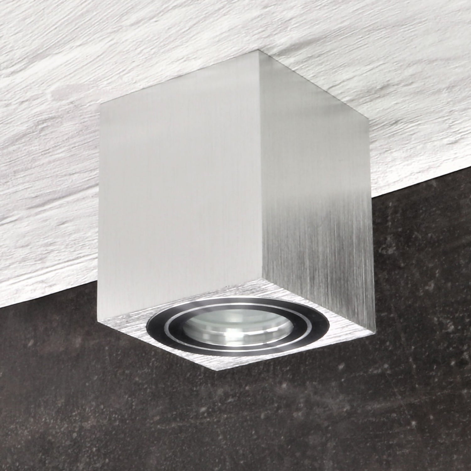 Aufbaustrahler aus Aluminium MILANO-Q IP44 Eckig Weiß Silber Schwarz 95mm X 80mm IP44 GU10 230V