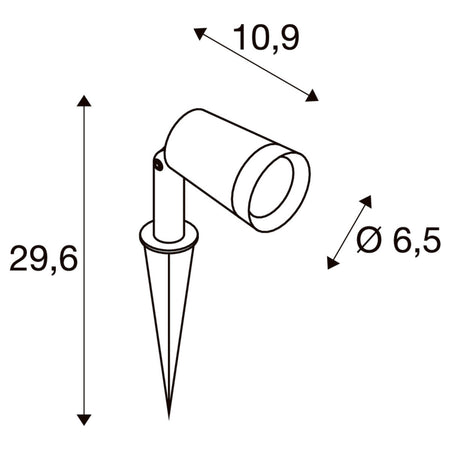 SLV SYNA PLANT LED-Gartenstrahler 1007146 – technische Zeichnung