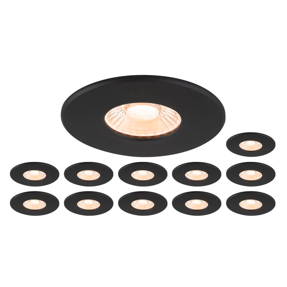SLV Set 12X Einbaustrahler Universal Downlight Phase Ip65 38° + 1007096 Universal Downlight Cover Ip65 Schwarz R