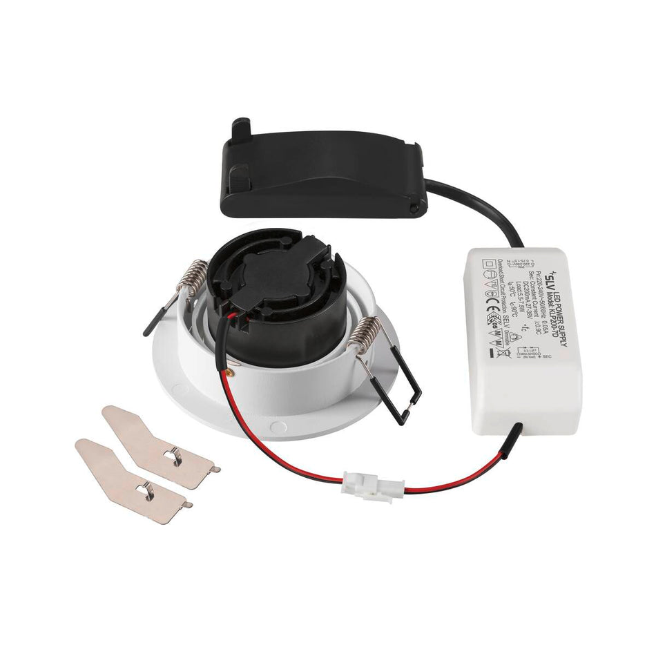 Plafonnier encastré New Tria® 75 3000K 38° Ip 20 Rond Blanc