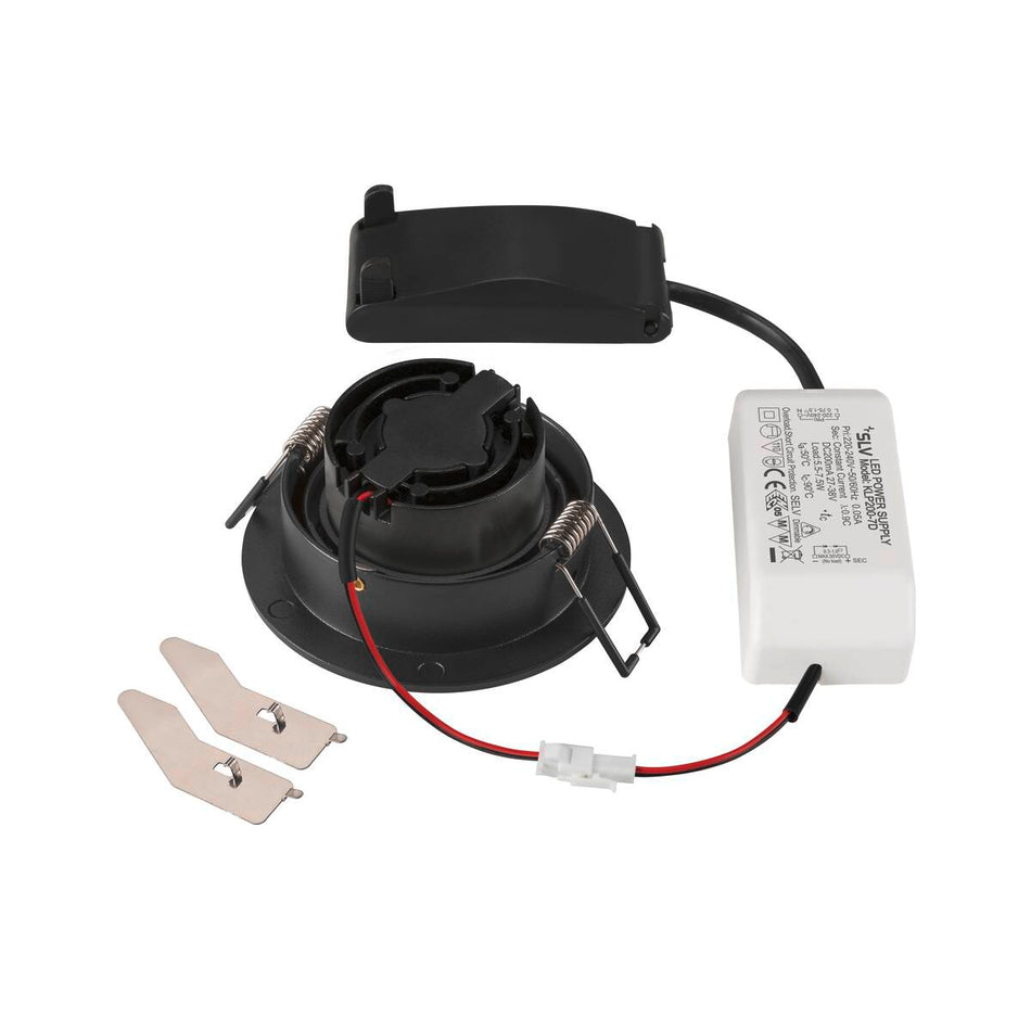 Plafonnier encastré New Tria® 75 3000K 38° Ip 20 Rond Noir
