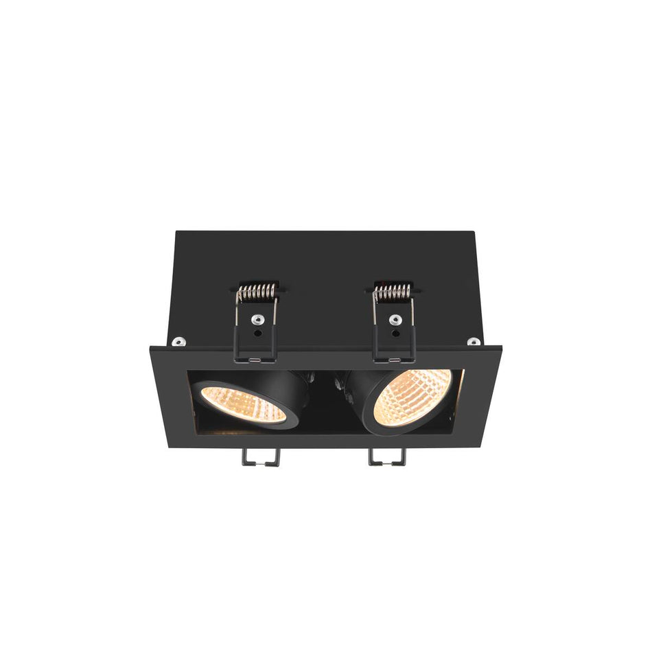 Plafonnier encastré Kadux Double 3000K 38° Ip 20 Carré Noir