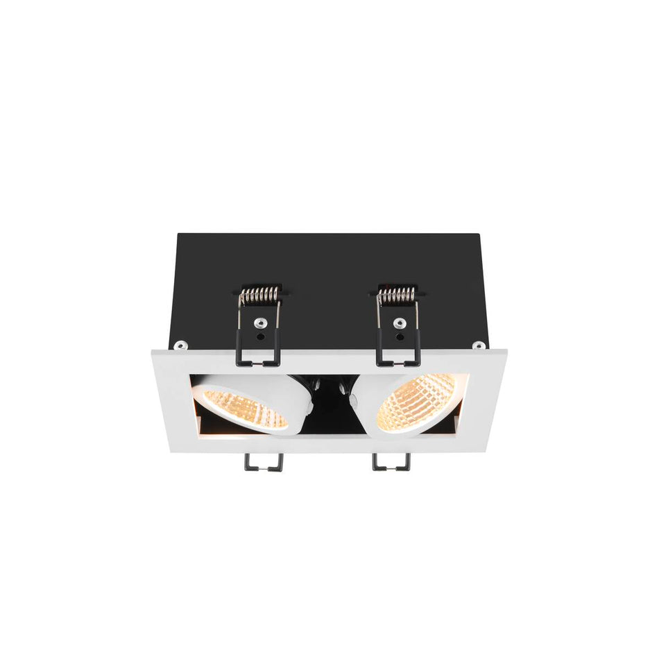 Plafonnier encastré Kadux Double 3000K 38° Ip 20 Carré Blanc