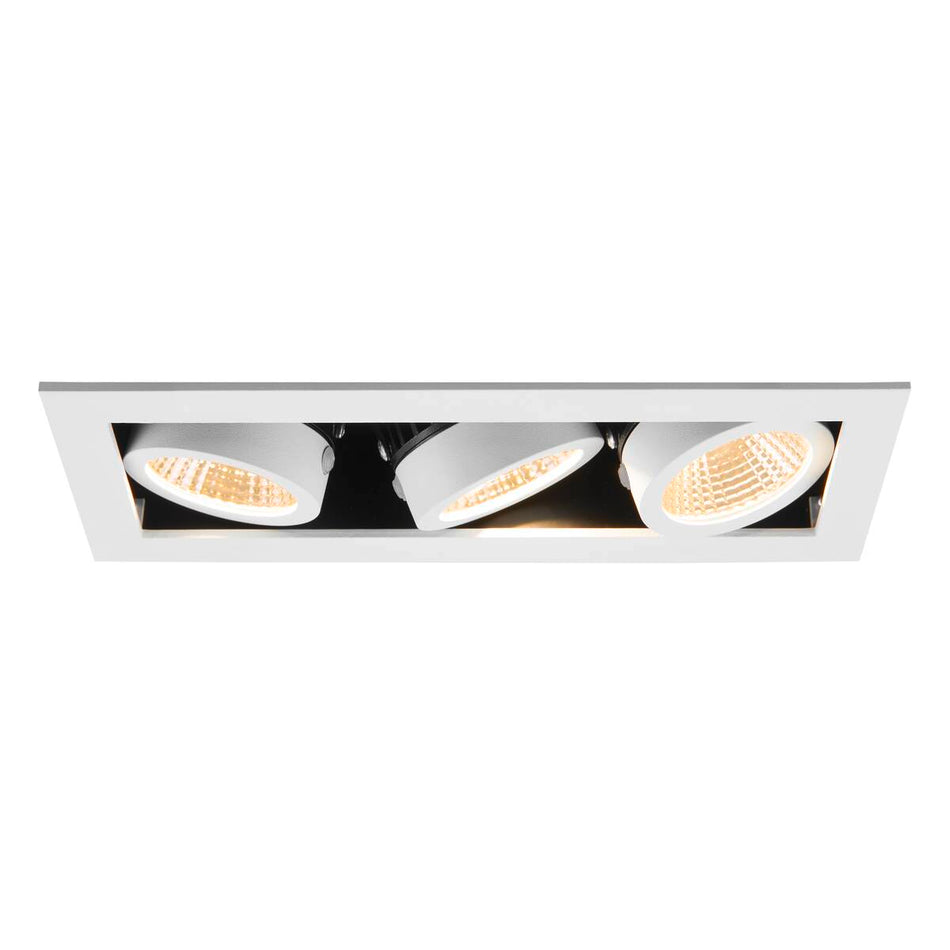 Plafonnier encastré Kadux Triple 3000K 38° Ip 20 Carré Blanc