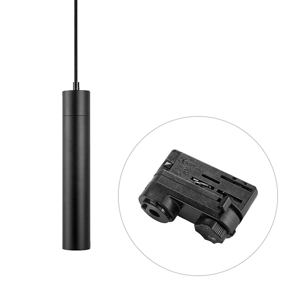 LED Pendelleuchte Schwarz | inkl. 3-Phasen Stromschienen-Adapter | inkl. GU10 Fassung und 180cm Kabel | 230V