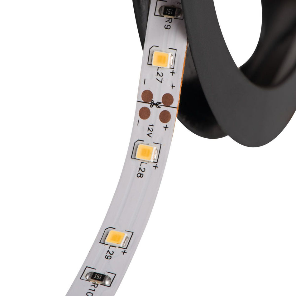 Bande LED, ruban adhésif de 5 mètres, blanc chaud / blanc neutre / blanc froid, autocollant, 1 m = 4,8 W / IP00 / 12 V (F)