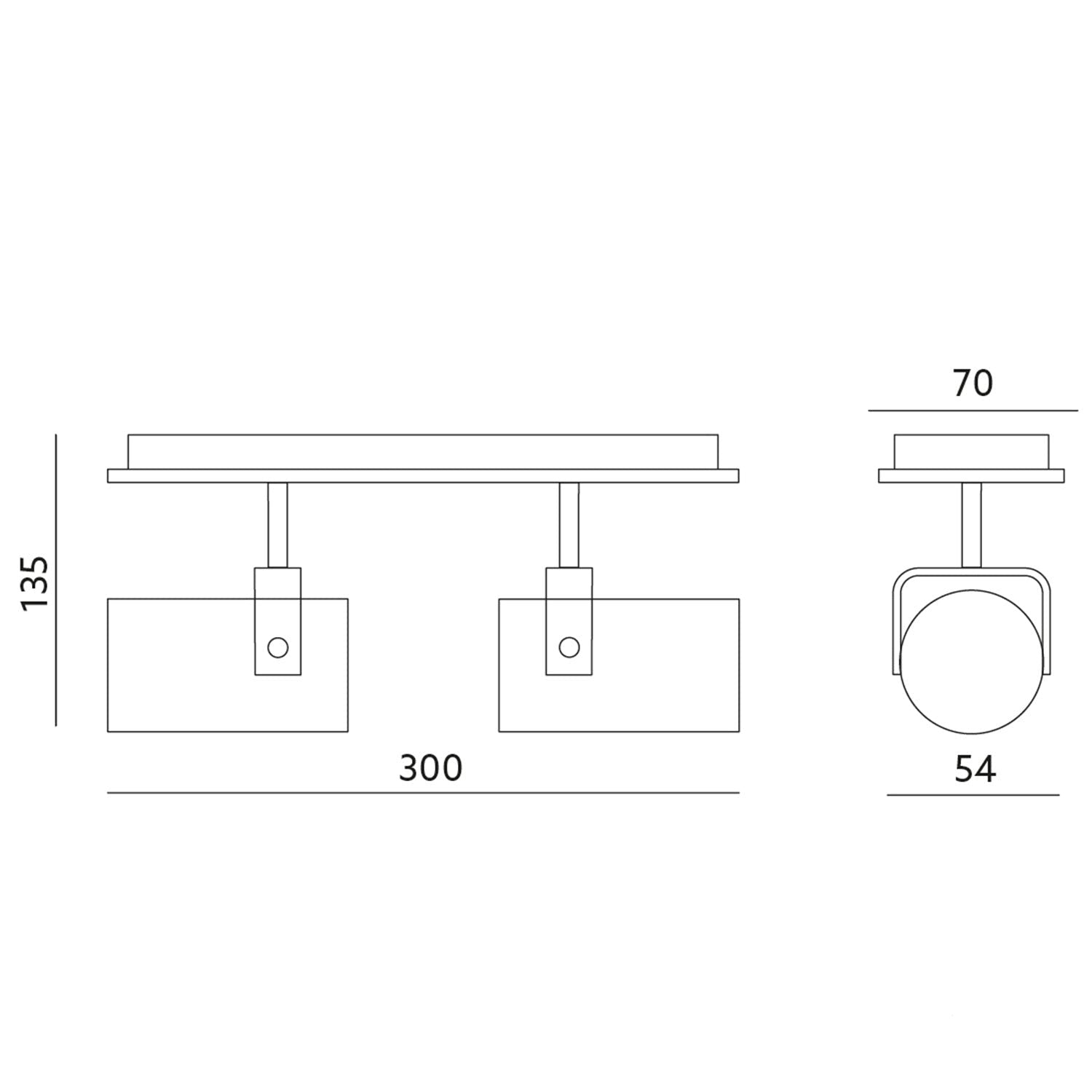 Ceiling light Venice 2-bulb Horizontally and vertically adjustable Black or white IP20 GU10 230V 