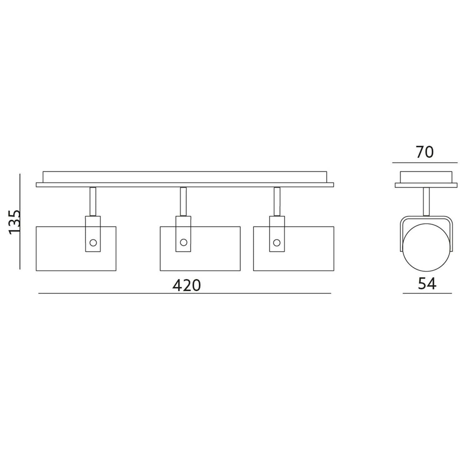 Plafonnier Venice 3 lampes orientable horizontalement et verticalement noir ou blanc IP20 GU10 230V 