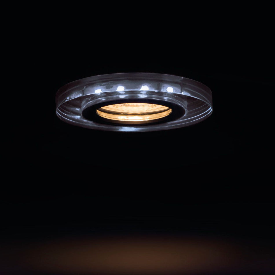 Einbaustrahler mit Randbeleuchtung Blau / Warmweiß / Kaltweiß  CRISTAL aus Glas Ø90mm IP20 3,6W GU10 230V | extra-flach | dimmbar
