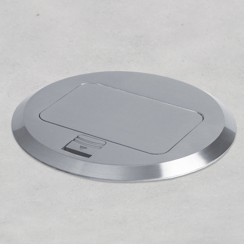Bodensteckdose Rund 150mm aus Aluminium IP20 230V