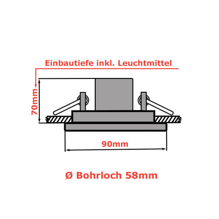 LED Einbaustrahler Star LED 6.2W Dimmbar Eckig Alu gebürstet IP44 GU10 230V