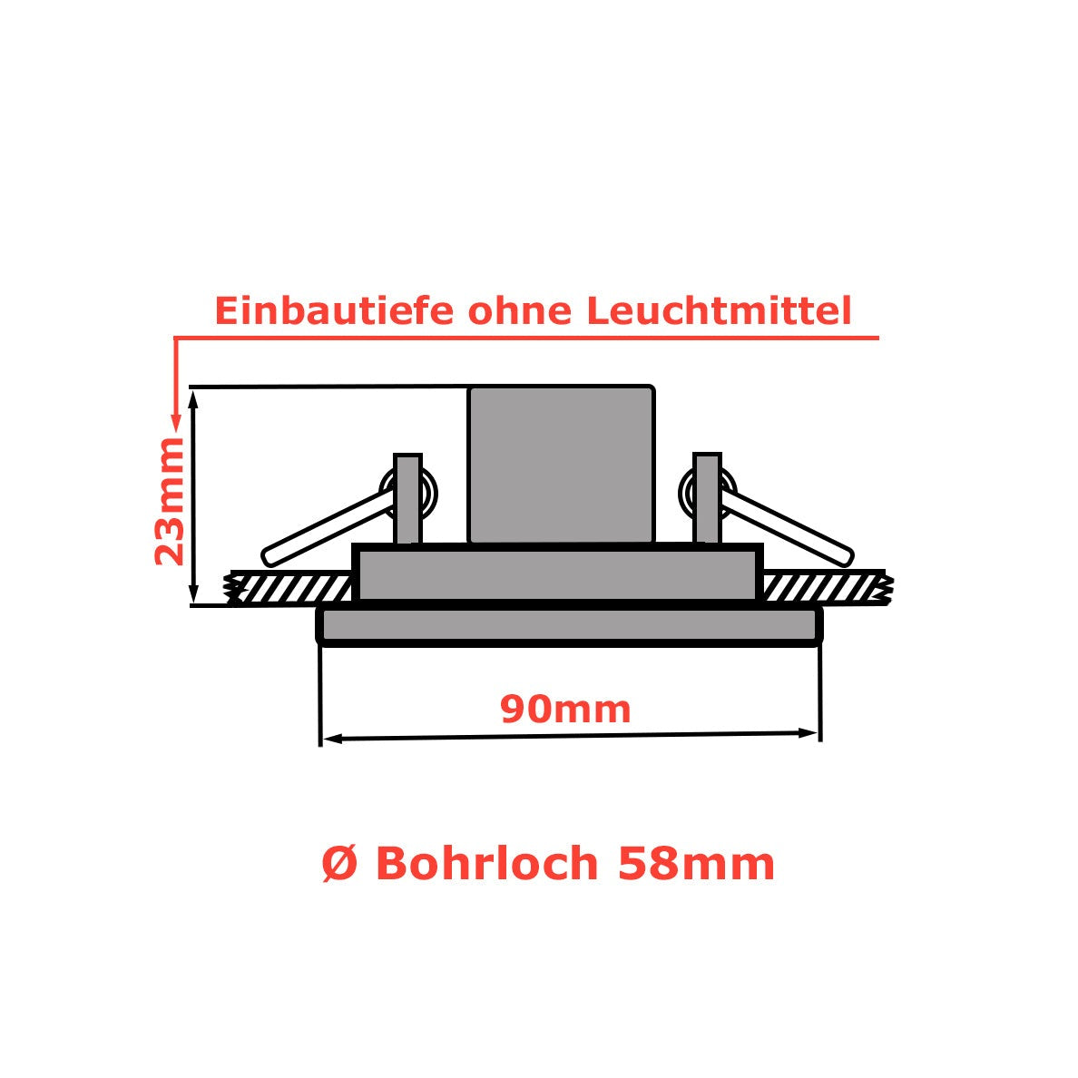 Einbaustrahler DF-9603 Eckig Schwarz IP44 GU10 230V