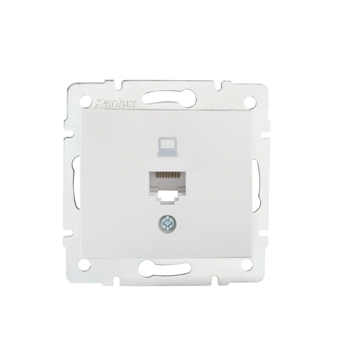 Einzel - Netzwerksteckdose (RJ45Cat 5e Jack), weiß / silber, 71mm x 71mm