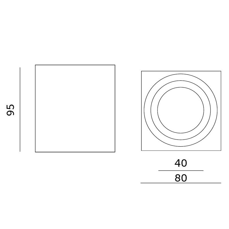 Aufbaustrahler aus Aluminium MILANO-Q IP44 Eckig Weiß Silber Schwarz 95mm X 80mm IP44 GU10 230V