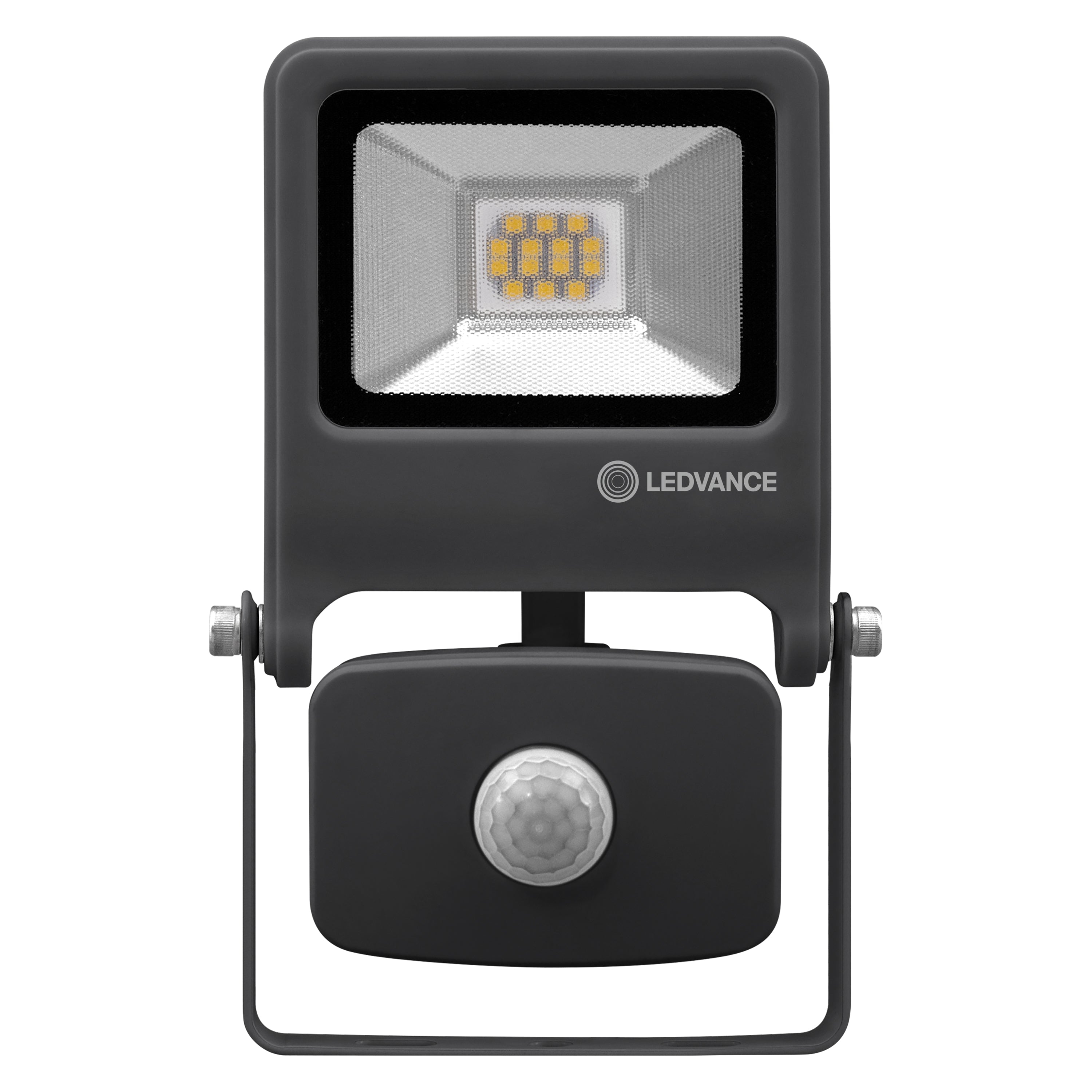 LED floodlight 10W – 800lm, 3000K or 4000K, IP65, grey, with motion detector, LEDVANCE Floodlight Endura