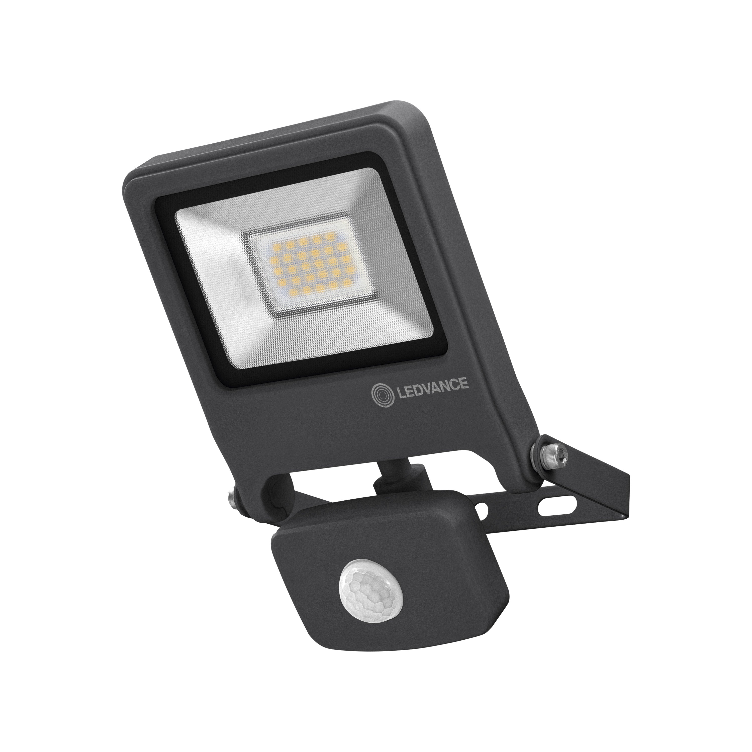 LED floodlight 20W – 1700lm, 3000K or 4000K, IP44, grey, with motion detector, LEDVANCE Floodlight Endura