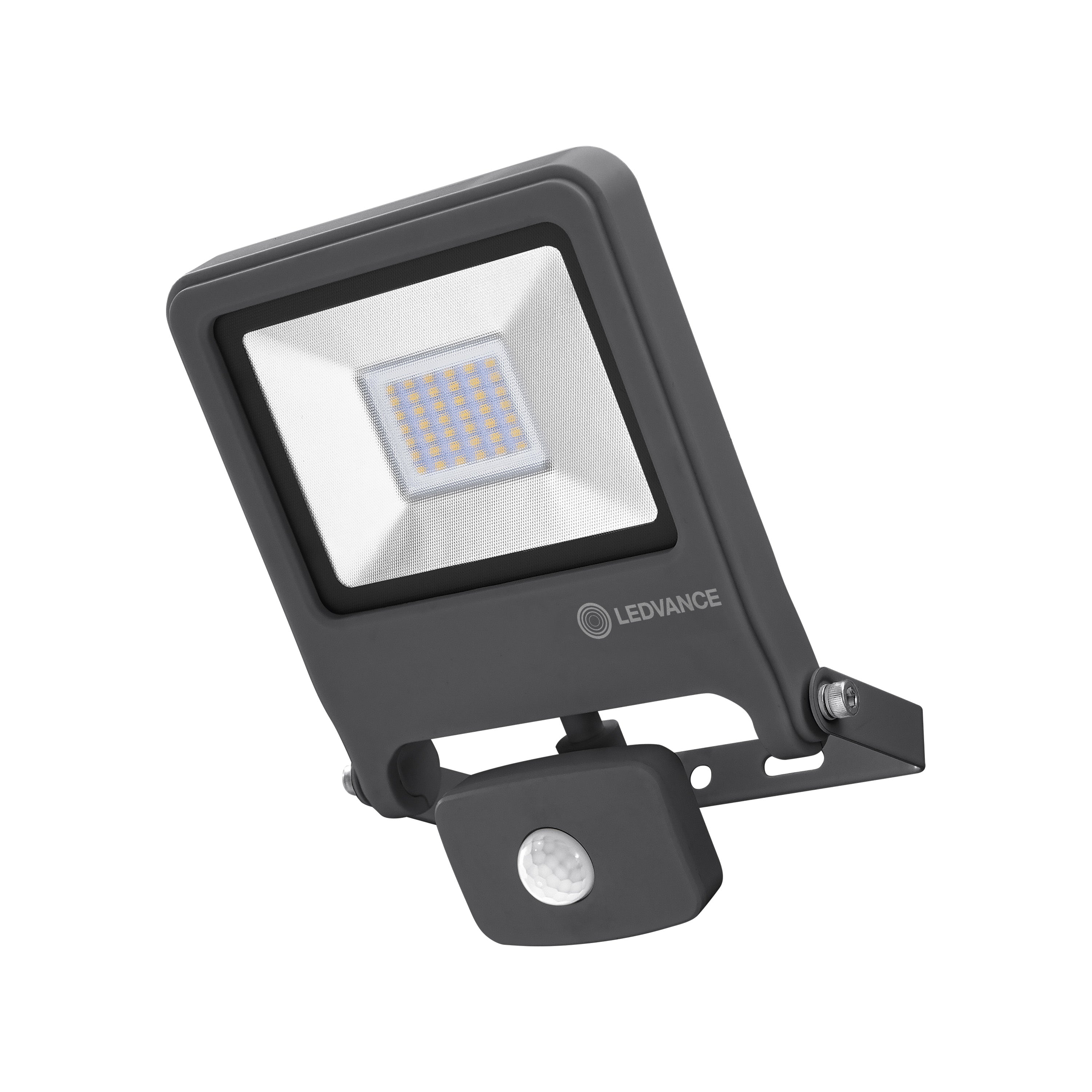 LED floodlight 30W – 2700lm, 3000K/4000K, IP44, grey, with motion detector, LEDVANCE Floodlight Endura