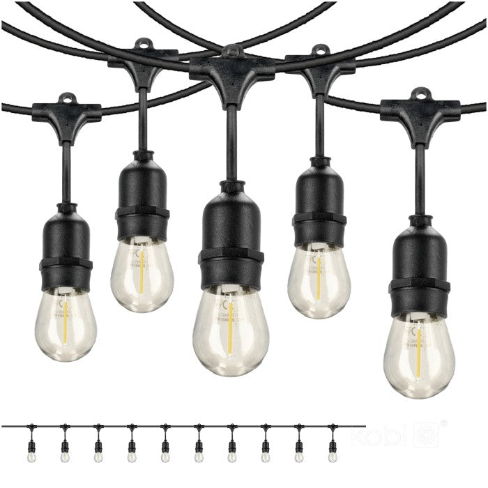 LED Lichterkette 10m – 10x1W E27 warmweiß, wetterfest & erweiterbar IP44 inkl. 10x Leuchtmittel