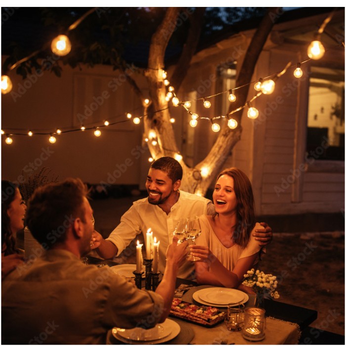 LED Lichterkette 15m – 15x1W E27 Warmweiß, wetterfest & erweiterbar IP44 inkl. 15x Leuchtmittel