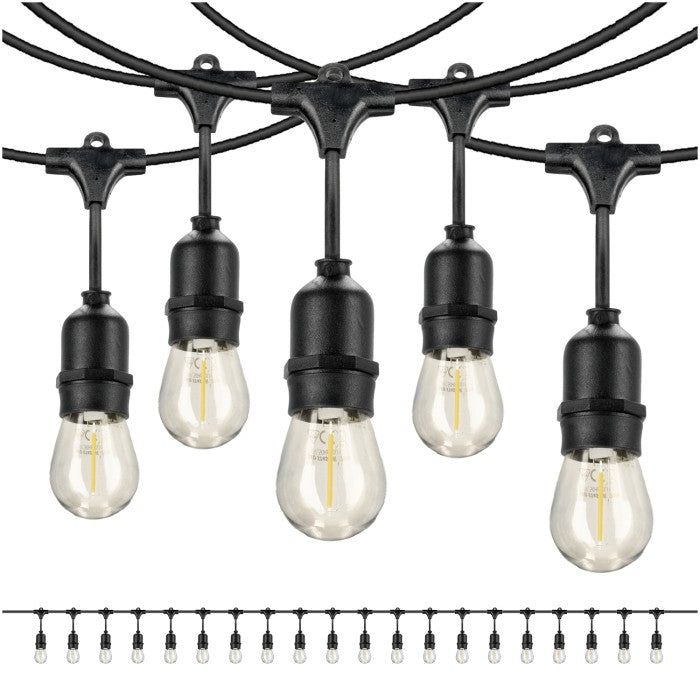LED Lichterkette 20m – 20x1W E27 Warmweiß, wetterfest & erweiterbar IP44 inkl. 20x Leuchtmittel