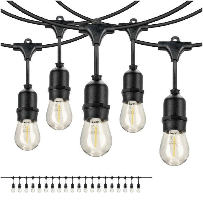 LED Lichterkette 10m – 20x1W E27 warmweiß, wetterfest & erweiterbar IP44 inkl. 20x Leuchtmittel