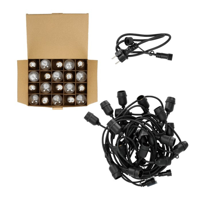 LED Lichterkette 10m – 20x1W E27 warmweiß, wetterfest & erweiterbar IP44 inkl. Leuchtmittel