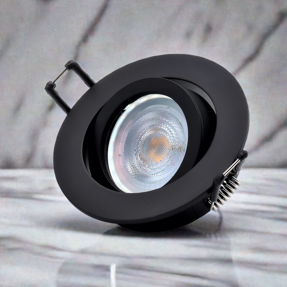 LED Einbaustrahler Cosmo | Rund | Schwenkbar | Aluminium | Schwarz Matt | Ø82mm | inkl. GU10 Fassung | 230V