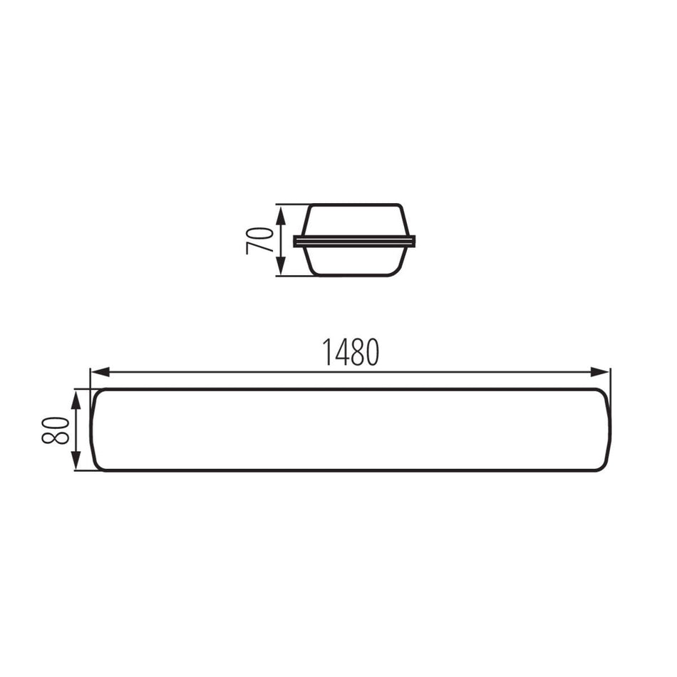 LED-Feuchtraum-Wannenleuchte Grau Neutralweiß, 66W IP65 230V