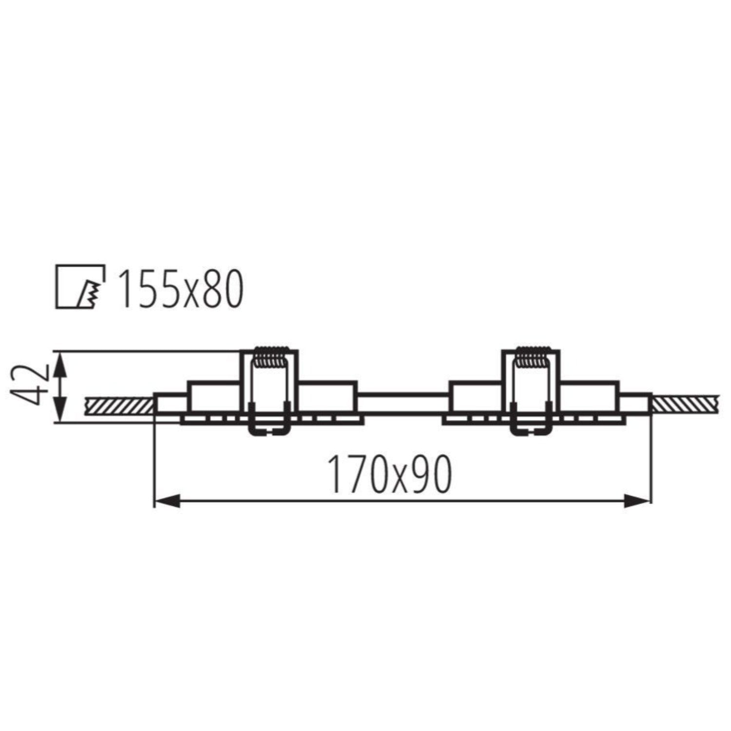 Spot encastrable aluminium 90mm x 170mm IP20 GU10 230V