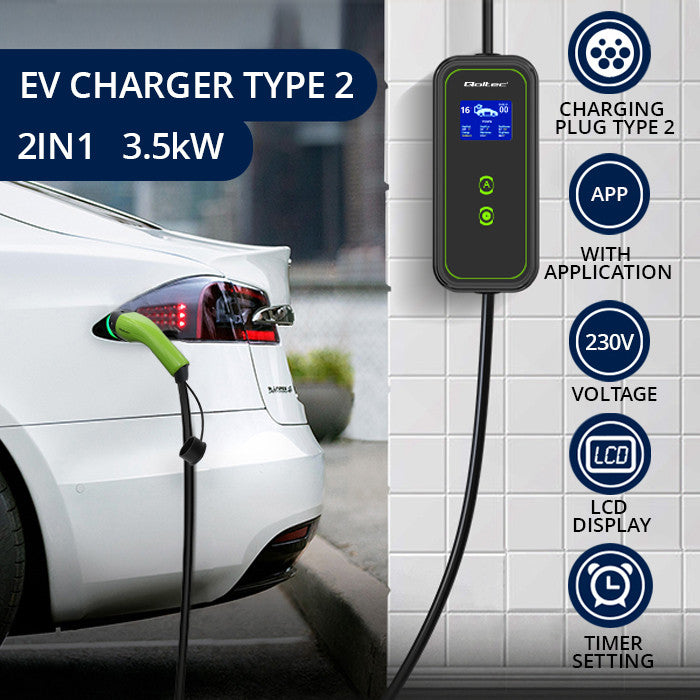 Mobile EV-Ladestation Typ 2 – 3,5 kW – Schuko 16 A – WiFi – 5 m – Bild 2