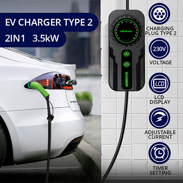Mobile EV-Ladestation Typ 2 – 3,5 kW – Schuko 16 A – 5 m – Bild 2