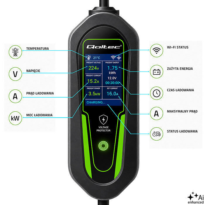 Qoltec mobile EV-Ladestation Typ 2 3,5 kW Schuko 16A WiFi 5 m - Bild 8