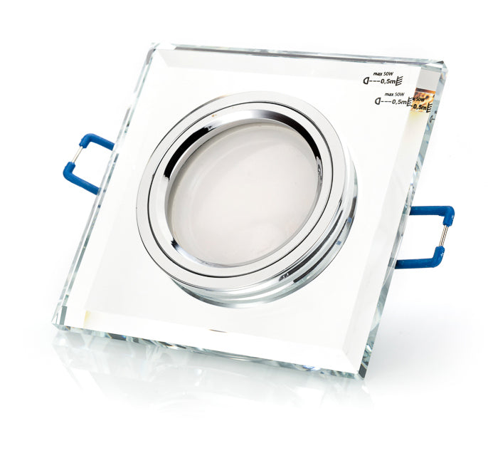 LED Einbaustrahler CRISTAL 6.2W Dimmbar Eckig Klar - Spiegel Gu10 230V