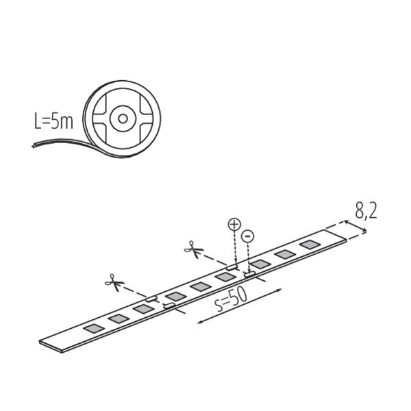 Kanlux L60 12V IP65 LED-Streifen technische Zeichnung