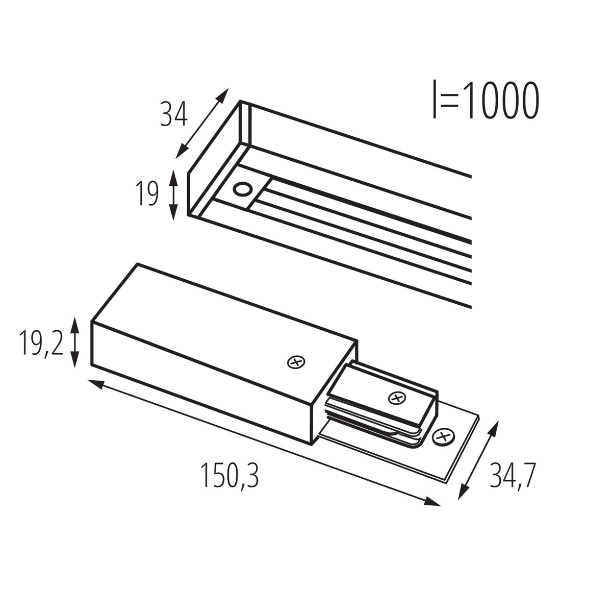 Kanlux TEAR 1F Starter-Set dimensions