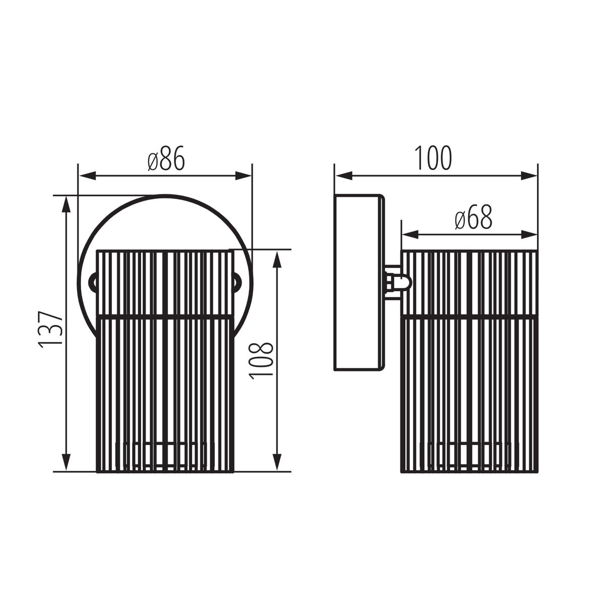 Kanlux RADILO Außenwandleuchte dimensions