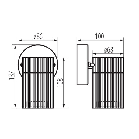 Kanlux RADILO Außenwandleuchte dimensions