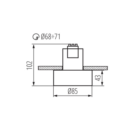 Kanlux MINI RITI GU10 W/W 27579 Weiß – Maßzeichnung